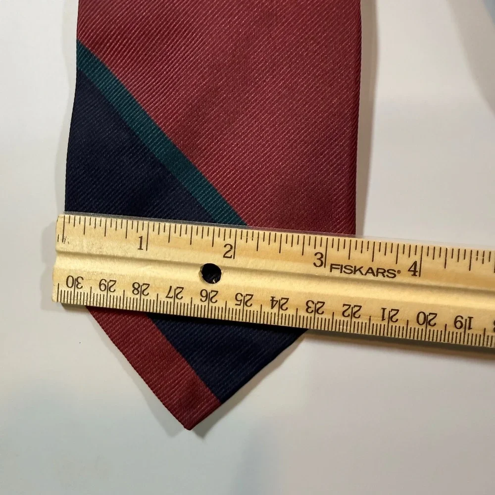 VTG Robert Talbott Silk Tie Mens Burgundy Navy Striped Prep Dark‎ Academia Ivy